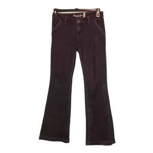 American Rag Blue Jean Trouser Dark Wash Denim Contrast Stitching Stretch Flare